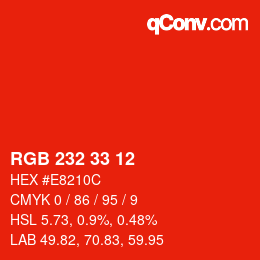 Color code: RGB 232 33 12 | qconv.com