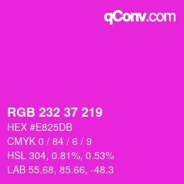 Color code: RGB 232 37 219 | qconv.com