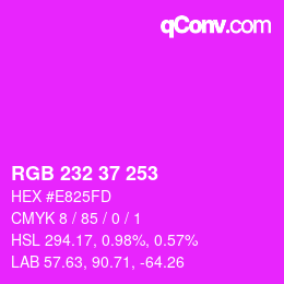 カラーコード: RGB 232 37 253 | qconv.com