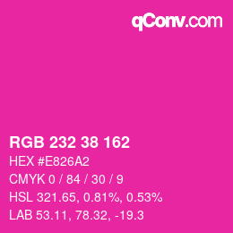 Color code: RGB 232 38 162 | qconv.com