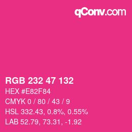 Color code: RGB 232 47 132 | qconv.com