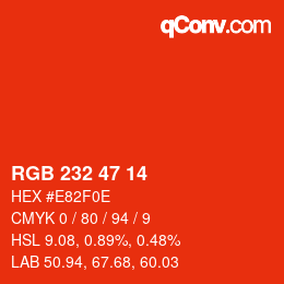 Color code: RGB 232 47 14 | qconv.com