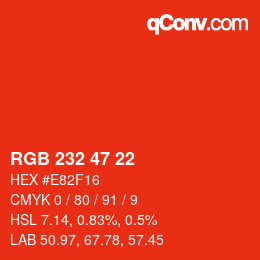 Color code: RGB 232 47 22 | qconv.com