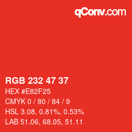 Color code: RGB 232 47 37 | qconv.com