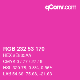 Farbcode: RGB 232 53 170 | qconv.com