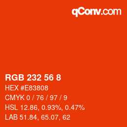 Color code: RGB 232 56 8 | qconv.com