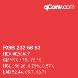 Color code: RGB 232 58 63 | qconv.com