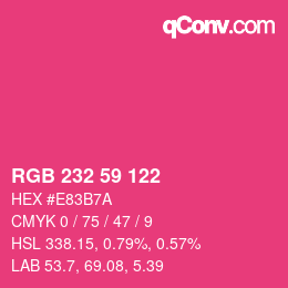 颜色代码: RGB 232 59 122 | qconv.com