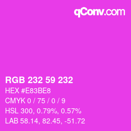 颜色代码: RGB 232 59 232 | qconv.com