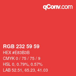 Código de color: RGB 232 59 59 | qconv.com