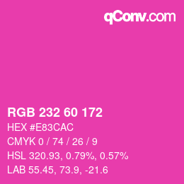 カラーコード: RGB 232 60 172 | qconv.com
