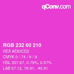 颜色代码: RGB 232 60 210 | qconv.com