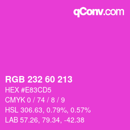 カラーコード: RGB 232 60 213 | qconv.com