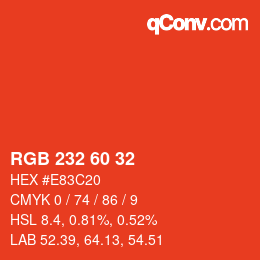 カラーコード: RGB 232 60 32 | qconv.com