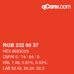 カラーコード: RGB 232 60 37 | qconv.com