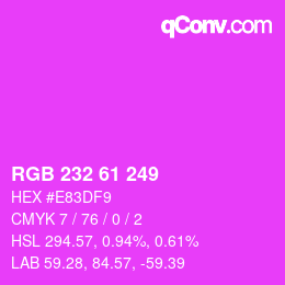 Color code: RGB 232 61 249 | qconv.com