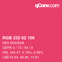 Color code: RGB 232 62 106 | qconv.com