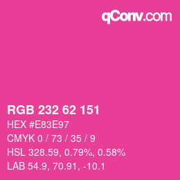 Color code: RGB 232 62 151 | qconv.com