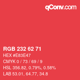 Color code: RGB 232 62 71 | qconv.com