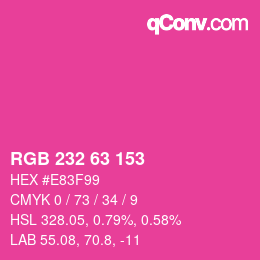 カラーコード: RGB 232 63 153 | qconv.com