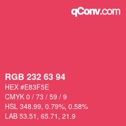 Color code: RGB 232 63 94 | qconv.com