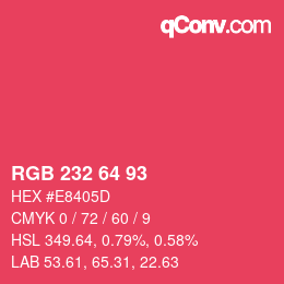 Color code: RGB 232 64 93 | qconv.com