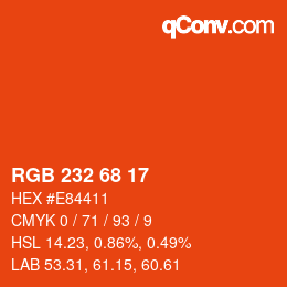 Color code: RGB 232 68 17 | qconv.com