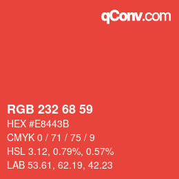 颜色代码: RGB 232 68 59 | qconv.com