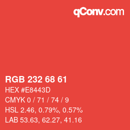 Color code: RGB 232 68 61 | qconv.com