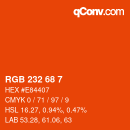 Color code: RGB 232 68 7 | qconv.com