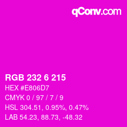 Color code: RGB 232 6 215 | qconv.com