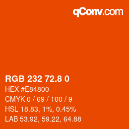 カラーコード: RGB 232 72.8 0 | qconv.com