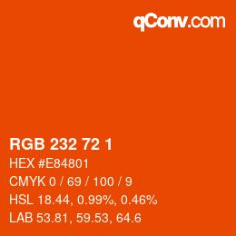 Color code: RGB 232 72 1 | qconv.com