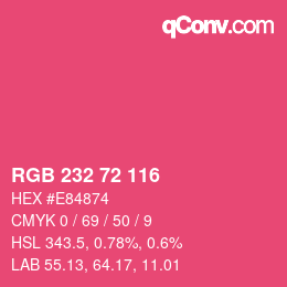 Color code: RGB 232 72 116 | qconv.com