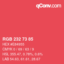Color code: RGB 232 73 85 | qconv.com