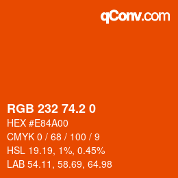 カラーコード: RGB 232 74.2 0 | qconv.com