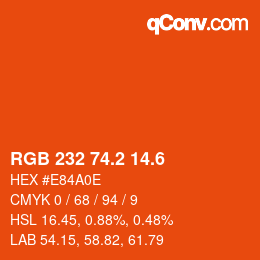 カラーコード: RGB 232 74.2 14.6 | qconv.com