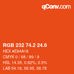 カラーコード: RGB 232 74.2 24.6 | qconv.com