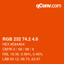 カラーコード: RGB 232 74.2 4.6 | qconv.com