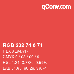 カラーコード: RGB 232 74.6 71 | qconv.com