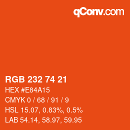 Color code: RGB 232 74 21 | qconv.com