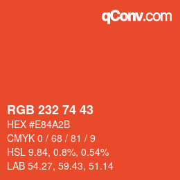 颜色代码: RGB 232 74 43 | qconv.com