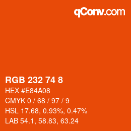 Color code: RGB 232 74 8 | qconv.com