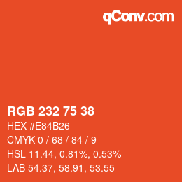 Color code: RGB 232 75 38 | qconv.com
