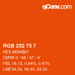 カラーコード: RGB 232 75 7 | qconv.com