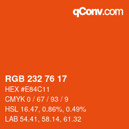 Color code: RGB 232 76 17 | qconv.com