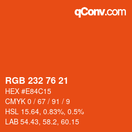 Color code: RGB 232 76 21 | qconv.com