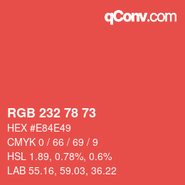 Color code: RGB 232 78 73 | qconv.com
