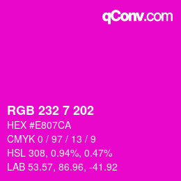 Color code: RGB 232 7 202 | qconv.com