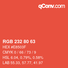Farbcode: RGB 232 80 63 | qconv.com